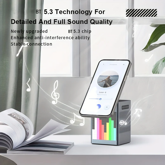 6-in-1 Wireless Speaker, Wireless Fast Charge, Suitable for Mobile Phone Watch Charging, DIY Screen Display, Compact & Portable Wireless Charging Station